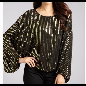 Rachel Zoe black top with gold sequins 6